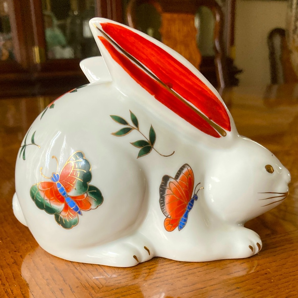 Hand Painted Porcelain Bunny Rabbit Figurine by Action.